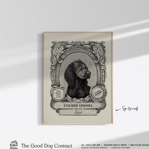 The Good Dog Contract (Cocker Spaniel) | Vintage Pet Dog Wall Art Print | Perfect Gift
