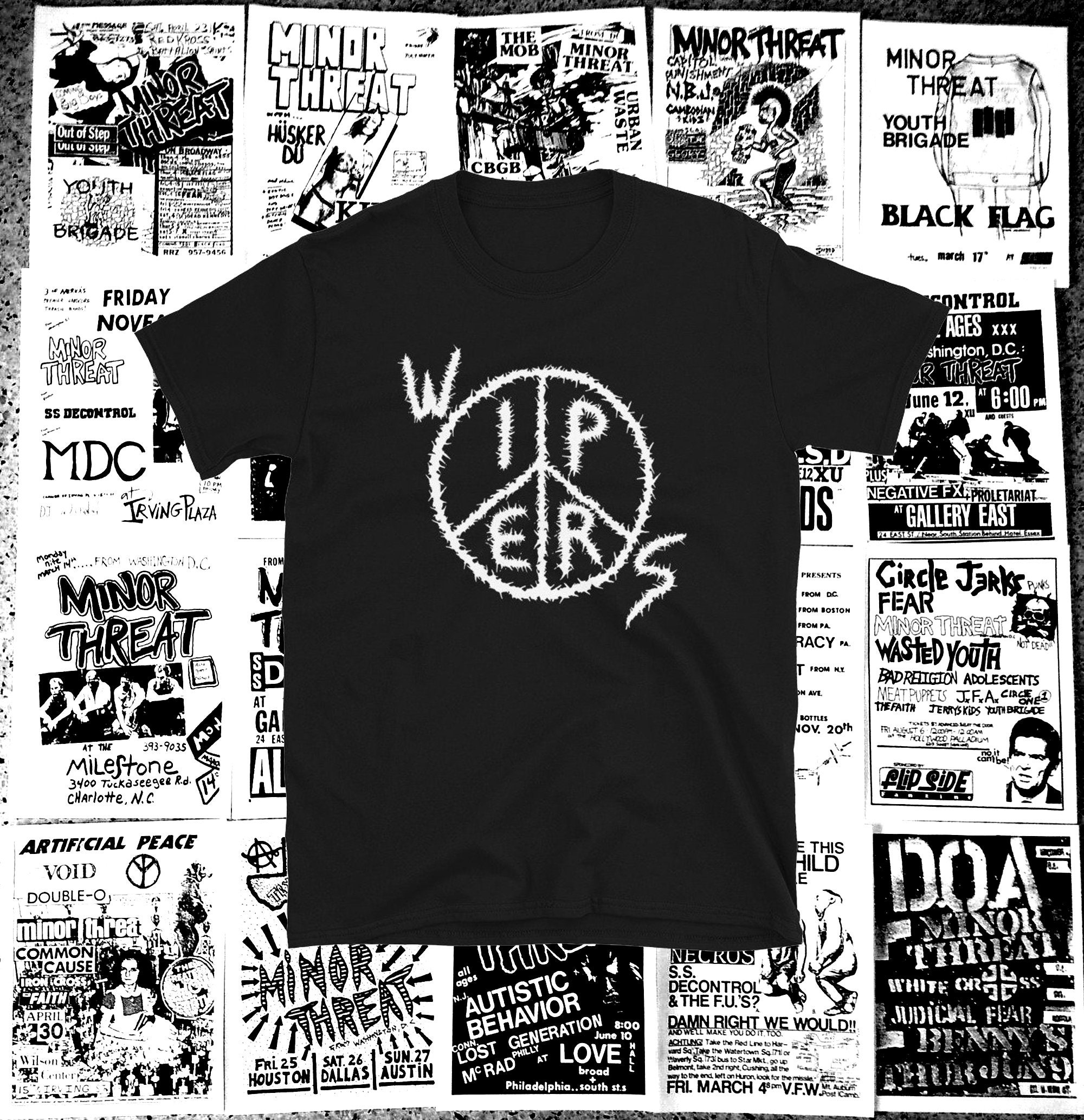 Wipers Logo Short Sleeve Shirt Punk Crust Dbeat Hardcore Punk Dead Moon