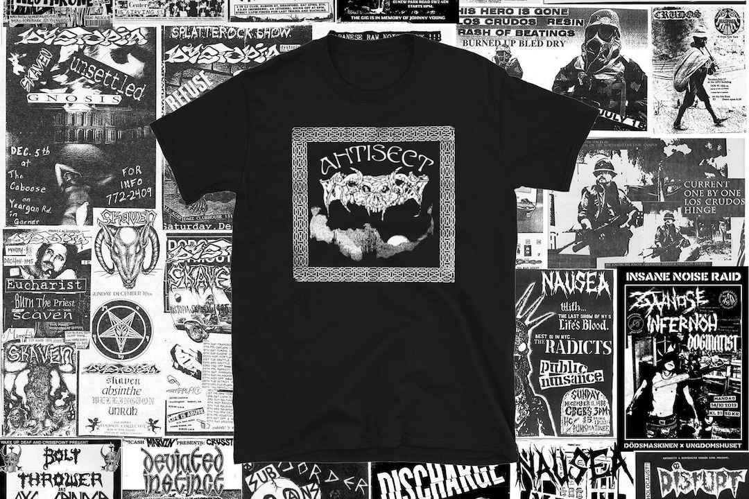 T-shirt Antisect Logo - Hardcore Punk - Sérigraphie à La Main - Noir - Gildan - Neuf Avec étiquettes