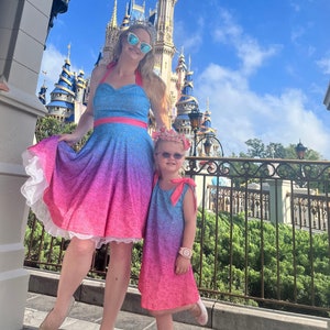 Make it Pink! Make it Blue!  - Pink to Blue Gradient - Aurora Sleeping Beauty- Kid's Tie Tunic dress - Halloween - Cosplay - Disney Bounding