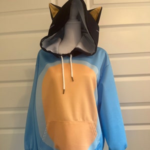 Blue Costume Hoodie - Halloween - Adult Hoodie With Decorative Dog or Cat Ears