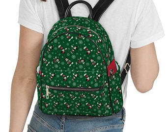 Mochila escolar de piel sintética en miniatura con diseño de Mickey y Minnie de Disney Snowflake, 26,7 x 17,8 x 31,1 cm