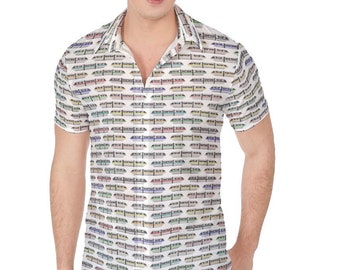 Monorail Fitted Button Up Shirt - Disney Bounding -  Men's Fitted Shirt