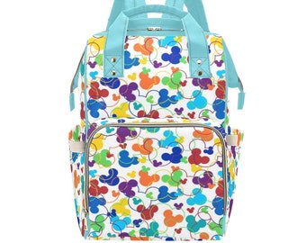 Mochila Mickey Confetti Arcoíris - Bolsa de Pañales Mickey Confetti - Bolsa de Parques Disney