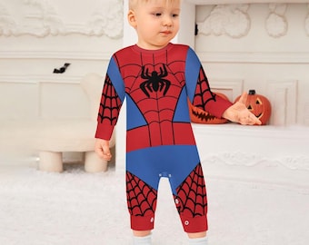 Spider Friends - Spidey -  Spider - Cosplay - Halloween - Disney Bounding - Toddler Baby Long Sleeve Romper