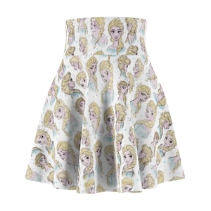 Elsa Sketches Skirt -  Disney Bounding - Frozen Skirt - Women&#39;s Skater Skirt