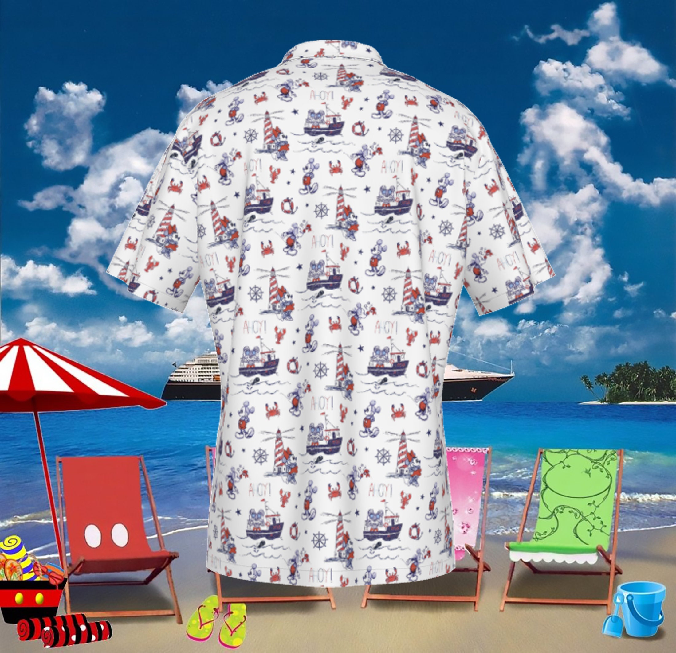 Discover Cruise Hawaiian Print Shirt  - Disney Cruise - Dad Disney Nautical- Men's Hawaiian Shirt