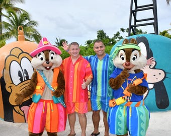 Chip and Dale's Castaway Cay Hawaiian Shirt - Disney Cruise - Men's Hawaiian Shirt With Pocket