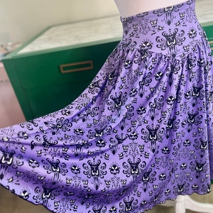 Haunted Mansion Midi Skirt Wallpaper Skirt Disney Bounding Women's Flared Midi Skirt image 1