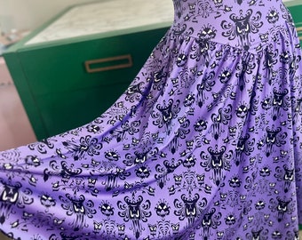 Haunted Mansion Midi Skirt - Wallpaper Skirt - Disney Bounding - Women's Flared Midi Skirt