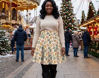 Disney Character Christmas Ornaments Skirt-  Disney Bounding Christmas Skirt - Women's Skater Skirt