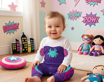 Spider Friends - Ghost - Spider - Cosplay - Halloween - Disney Bounding - Toddler Baby Long Sleeve Romper - Cotton