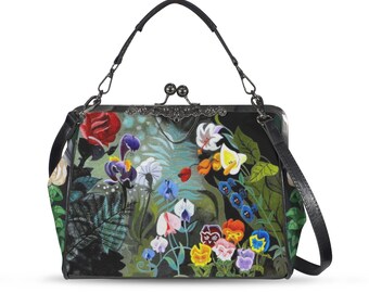Wonderland Flowers Purse - Alice Purse - Disney Purse - Kiss Lock Purse