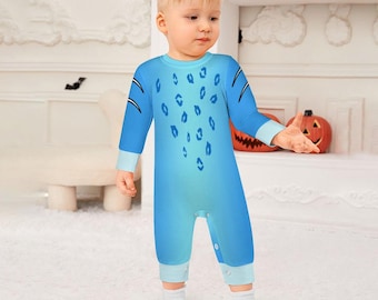 Blue Tiger Inspired - Costume - Demon - Cosplay - Halloween - Toddler Baby Long Sleeve Romper