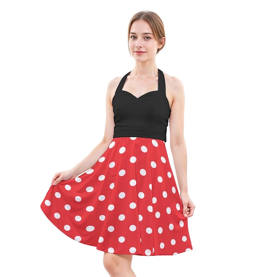 Minnie Polka Dot Halter Dress- Minnie Dress - Disney Bounding - Dapper Days  - Women's Halter Dress with POCKETS!