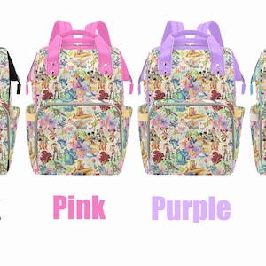 Disney Rainbow Sketches Backpack - Disney Characters Diaper Bag - Disney Trip Backpack