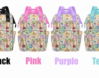 Disney Rainbow Sketches Backpack - Disney Characters Diaper Bag - Disney Trip Backpack