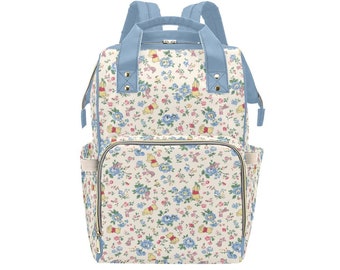 Floral Pooh Backpack - Disney Floral Pooh Baby Diaper Bag - Disney Trip Backpack