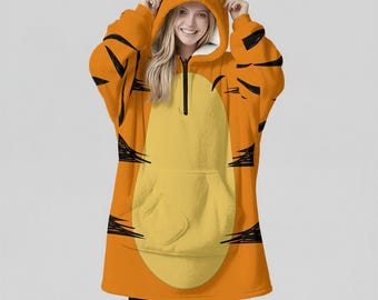 Tigger - Pooh - Disney - Adult Fleece Plush Oversized Hoodie Blanket With Decorative Ears