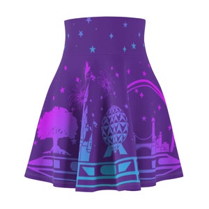 Disney World Parks and Monorail Skirt - Teal/Purple Gradient - Women's Skater Skirt