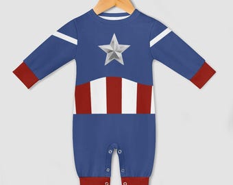 American Hero - Costume - Cosplay - Halloween - Disney Bounding - Toddler Baby Long Sleeve Romper