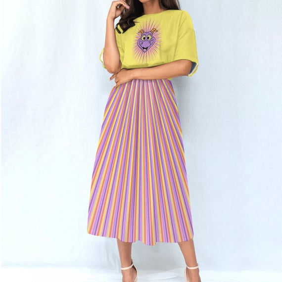 Figment - EPCOT - Women's Short Sleeve - Below the Knee-Length Dress with Pockets