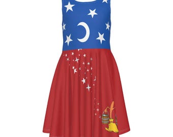 Sorcerer Mickey Costume Dress - Disney Bounding - Halloween - Kid's Sleeveless Twirl Dress