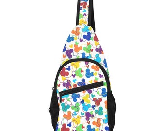 Rainbow Mickey Confetti - Disney Trip Bag - Pride - Disney Bounding - Sling Pack - Crossbody Bag - Disney Chest Bag