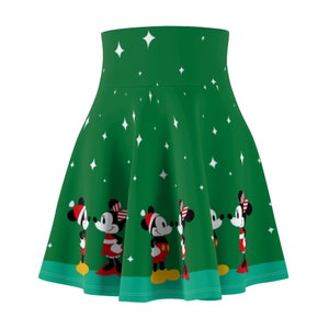 Mickey and Minnie Winter Skirt - Disney Inspired Skirt- Cosplay - Disney Bounding - Women&#39;s Skater Skirt