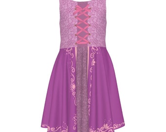 Rapunzel Twirl Dress - Tangled - Disney Bounding - Halloween - Costume - Kid's Sleeveless Dress
