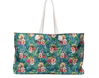 Mando and Child Hawaiian Print Large Weekender Tote - Disney Tote - Bolsa de fin de semana