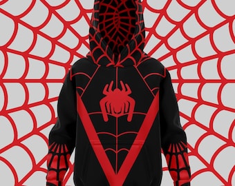 Spider Friends - Miles - Spin Hoodie - Costume - Cosplay - Halloween - Disney Bounding - Unisex Kid's Hoodie 2T to size 12