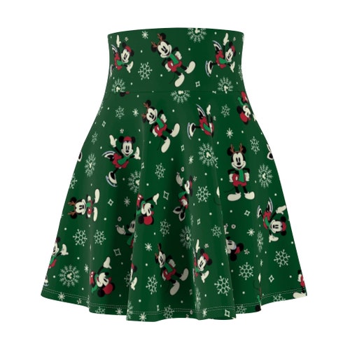 Jupe de Noël Mickey et Minnie - Jupe des Fêtes - Jupe Disney - Jupe Skater Femme