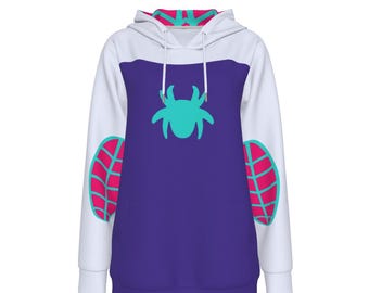 Ghost Spider - Fantasia - Cosplay - Spidey - Moletom com capuz feminino com cordão
