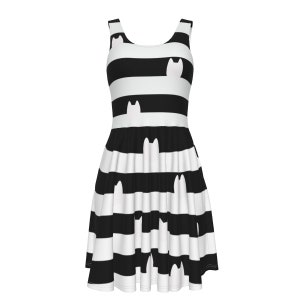 Cat Stripe Dress - Dollhouse Dress - Women&#39;s Vest Dress with POCKETS