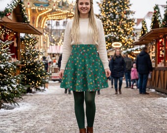 Mickey Christmas Lights Skirt-  Disney Bounding Christmas Skirt - Women's Skater Skirt