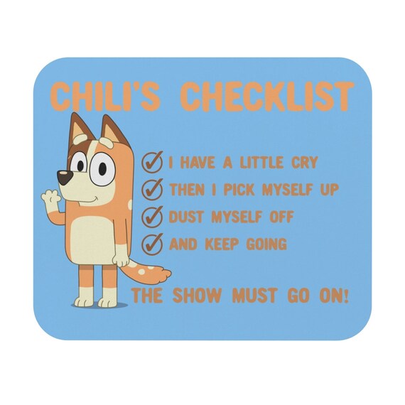 Chili Checklist bluey Inspired Mouse Pad rectangle Etsy UK