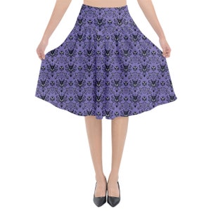 Haunted Mansion Midi Skirt Wallpaper Skirt Disney Bounding Women's Flared Midi Skirt image 5