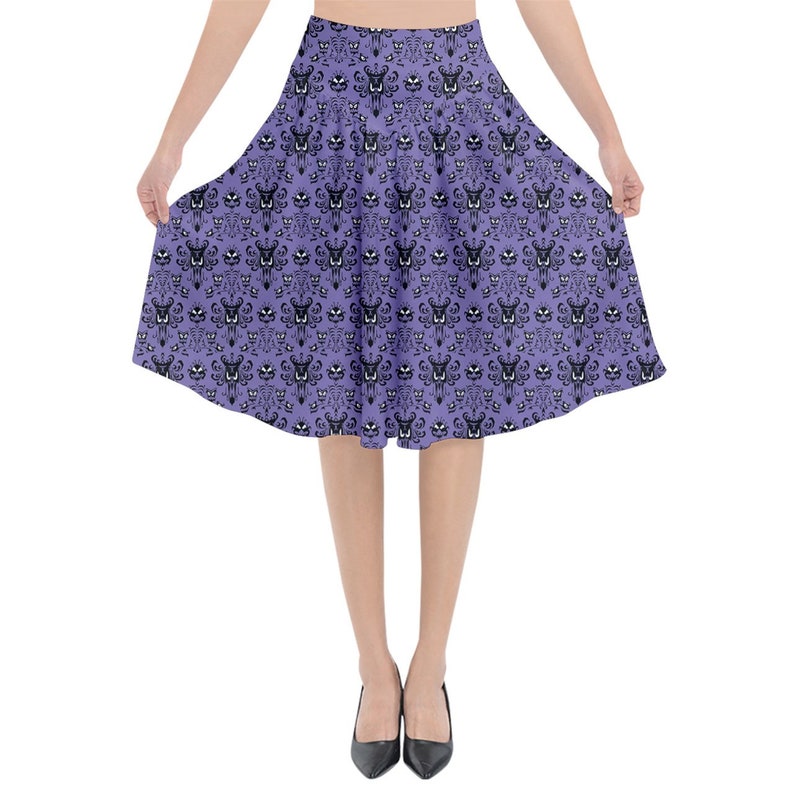 Haunted Mansion Midi Skirt Wallpaper Skirt Disney Bounding Women's Flared Midi Skirt image 5