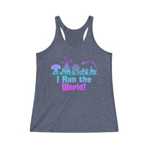 I Run The World - Disney Parks - Run Disney - Running Tank - Women&#39;s Tri-Blend Racerback Tank
