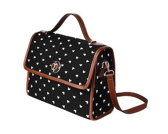 Mickey Head Black Canvas Purse - Mickey Ears Pattern  - Disney Purse - Canvas Purse