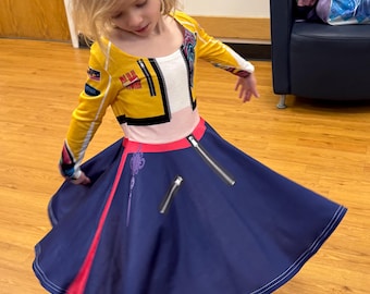 Disfraz de demonio inspirado en Rumi, "How It's Done" (popular) - Vestido infantil de manga larga con volantes