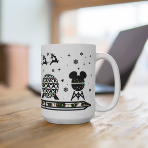 Disney World Parks -Monorail- Magic Kingdom, Animal Kingdom, Epcot, Hollywood Studios - Christmas Mug