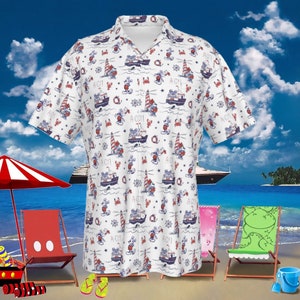 Cruise Hawaiian Print Shirt  - Disney Cruise - Dad Disney Nautical- Men's Hawaiian Shirt With Pocket