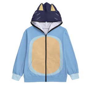 Blue Dad Costume Hoodie - Halloween - Unisex Hoodie with Full Zip-Up and Ears