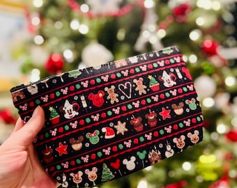 Disney Christmas Treats Pattern - Disney Trip Bag - Mickey Mouse Pouch - Disney Zipper Pouch