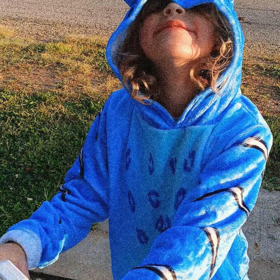 Derpy Tiger Blue Demon Costume Hoodie Kid's Borg Fleece