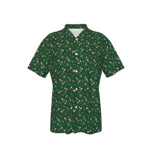 Mickey and Minnie Snowflakes  - Disney Bounding - Family Outfits - Christmas -  Men&#39;s Hawaiian Shirt With Pocket