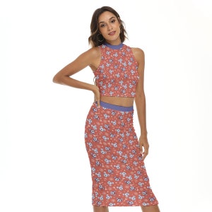 Mickey and Minnie Cruise Crop Top and Skirt set - Disney - Disney Bounding - Women&#39;s Crop Top and Skirt with Split