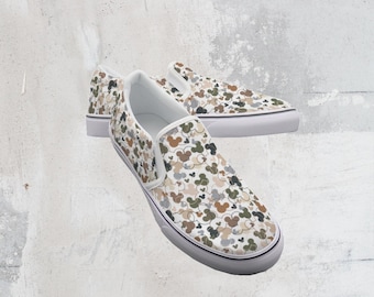 Mickey Confetti - Neutral Mickey Ears - Disney Shoes - Women's Slip On Sneakers